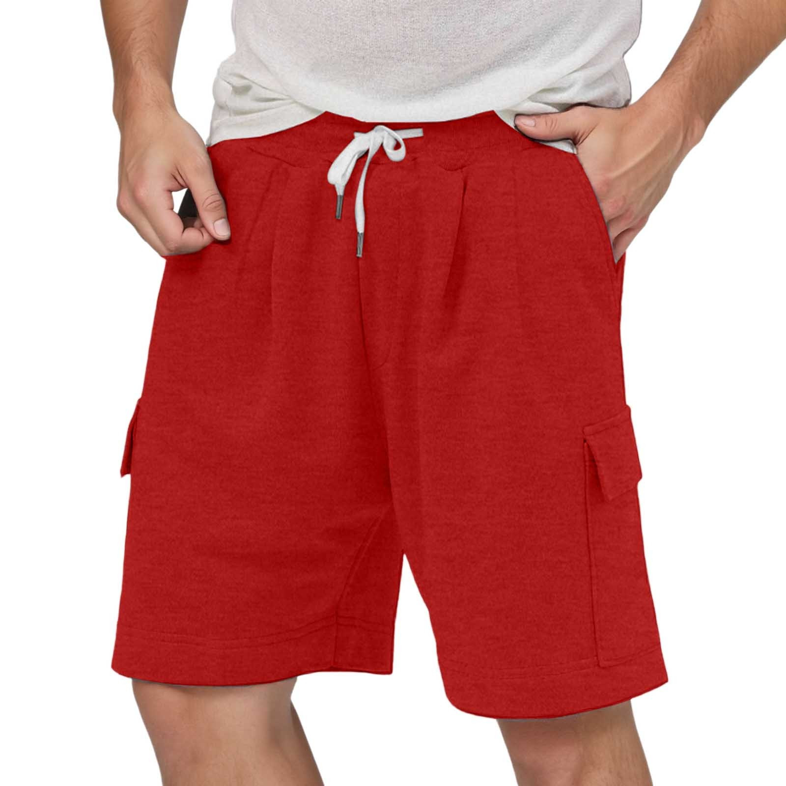 thumbnail image 1 of Pantalones cortos holgados con cordón para hombre - Poliéster, cintura elástica, transpirables, informales/para actividades al aire libre, pantalones cortos (S-XXXL), 1 of 8